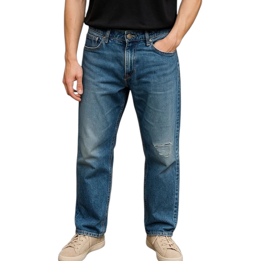 Mavi Men's Modern Straight Leg Distressed Stretch Denim Jeans